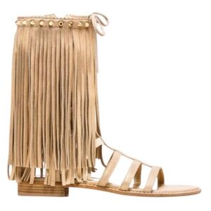 Stuart Weitzman Fringe Benefit Gladiator Sandal in Cipra